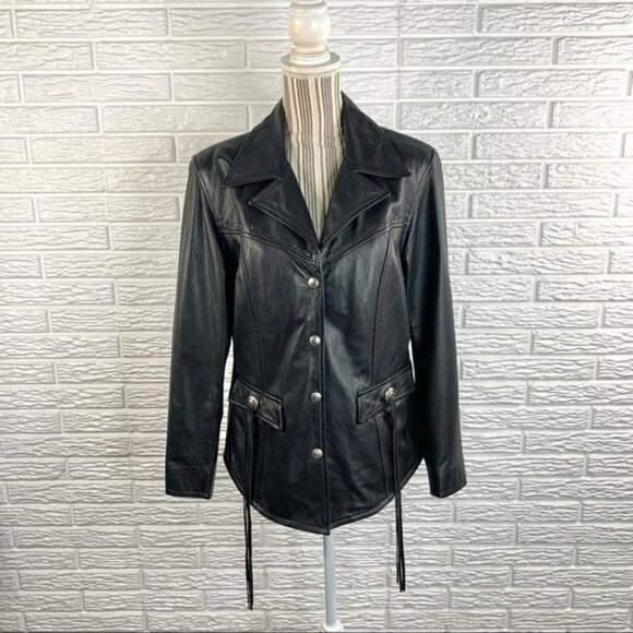 Harley Davidson Embroidered Leather Moto Jacket
